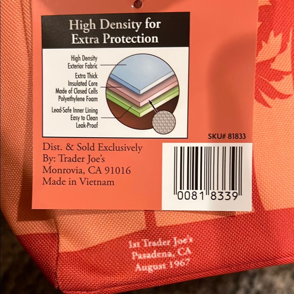 NEW Trader Joe’s Mini Coral Orange Insulated Lunch Bag lunchbox - Picture 4 of 8